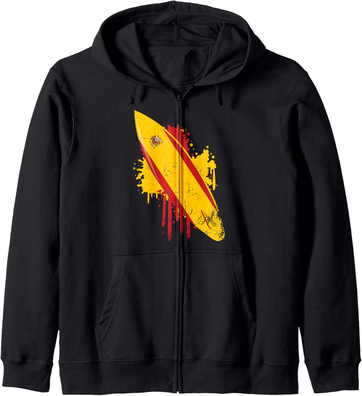 Surfbrett Vintage mit Spanien Flagge - Surfen & Surfen Kapuzenjacke