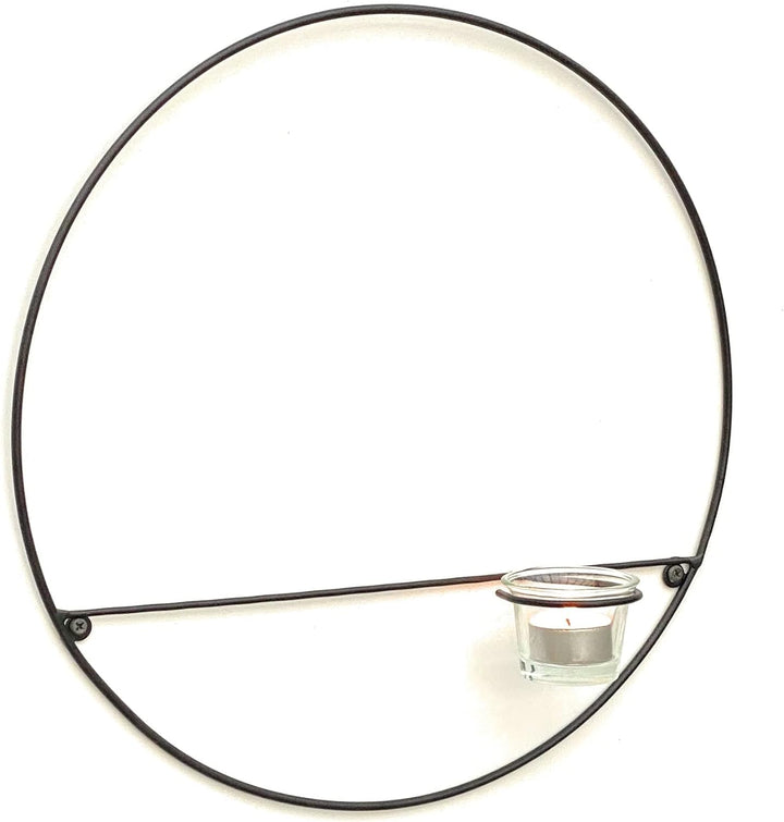 DanDiBo Wandteelichthalter Teelichthalter Wand Rund Ø 36 cm Wandkerzenhalter Metall Schwarz Teelicht