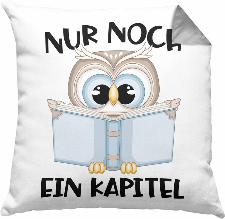 Trendation Leseratte Geschenk Kissen mit Füllung 40x40 Nur Noch EIN Kapitel Bücher Lesen Bücherwurm