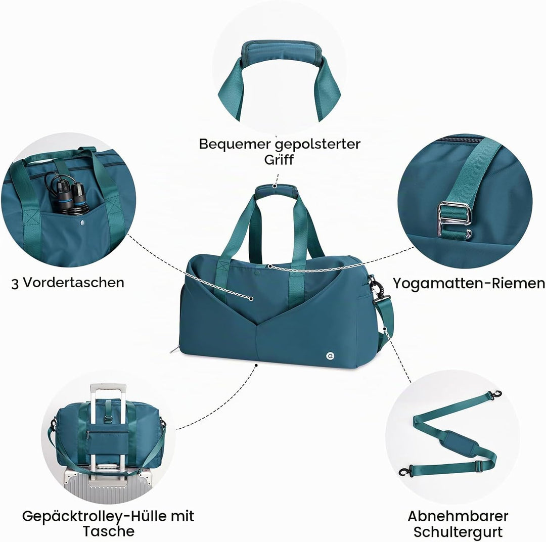 Ceneda Sporttaschen Klassische mit Schuhfach und Nassfach Tragbare Übernachtungs Wochenendtasche Rei