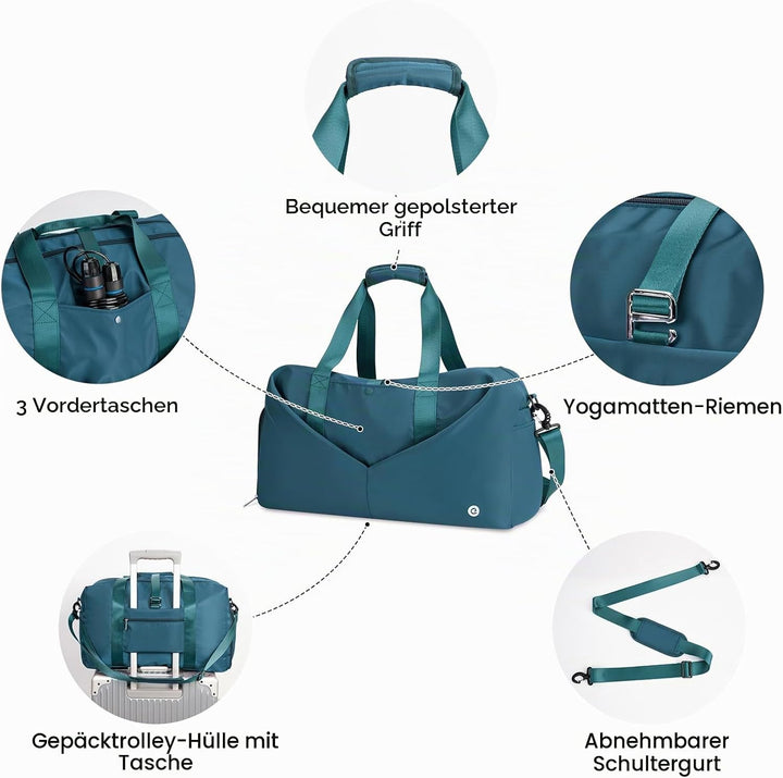 Ceneda Sporttaschen Klassische mit Schuhfach und Nassfach Tragbare Übernachtungs Wochenendtasche Rei