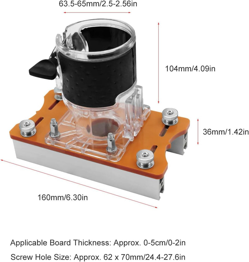 2-in-1-Holz-Router-Basis, Kompakte Holz-Palmen-Router-Basis aus Aluminiumlegierung, Router-Schlitzha