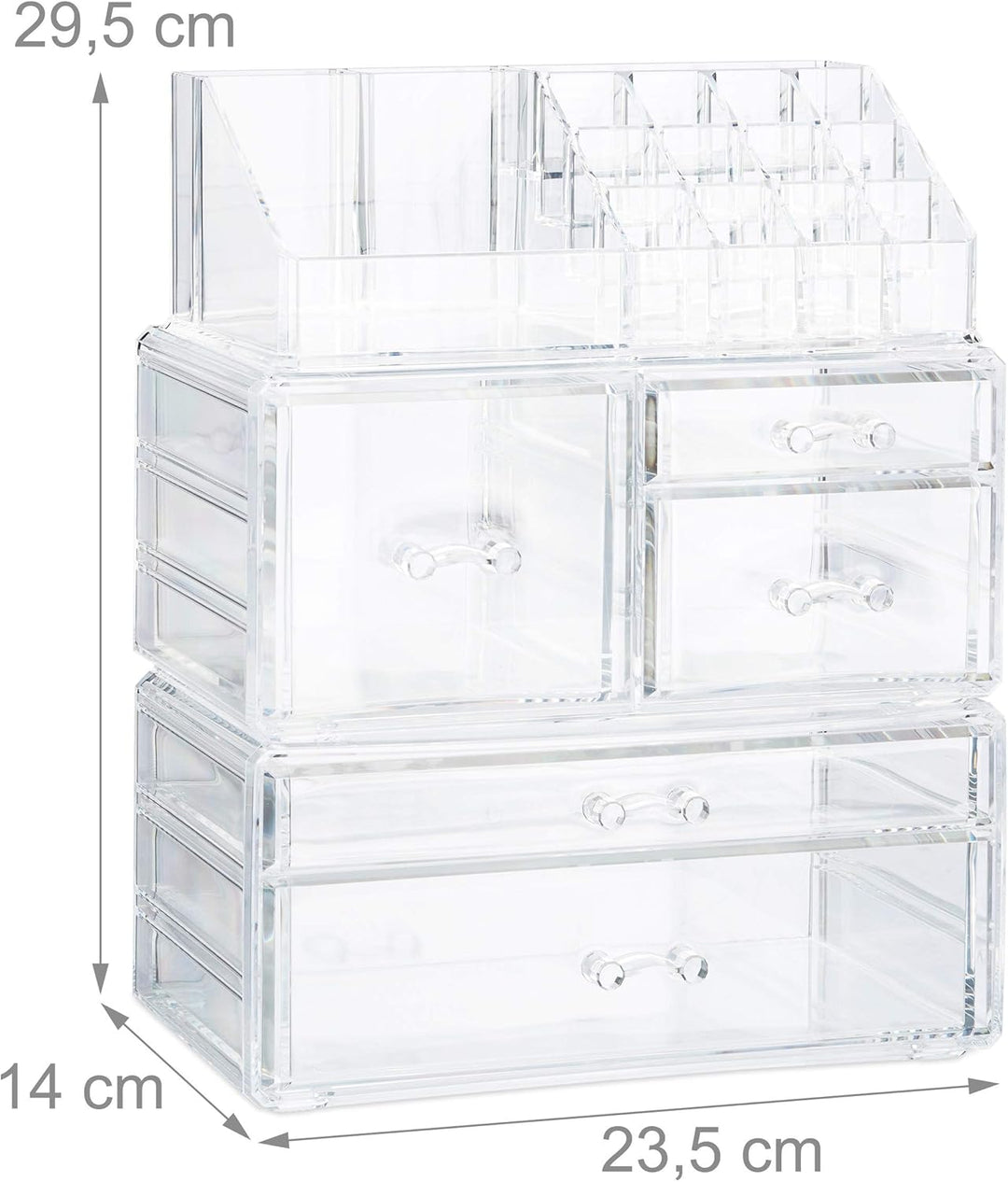 Relaxdays Make Up Organizer mit 21 Fächern, Kosmetik Tower für Lippenstift, Nagellack, Acryl Make Up