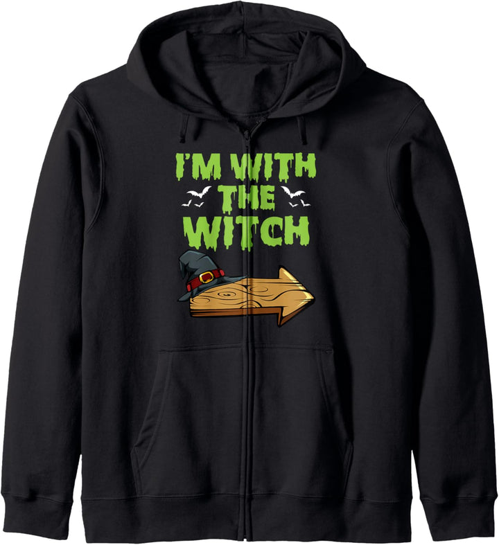 I'm With The Witch Halloween Matching Paar-Kostüm Lustig Kapuzenjacke