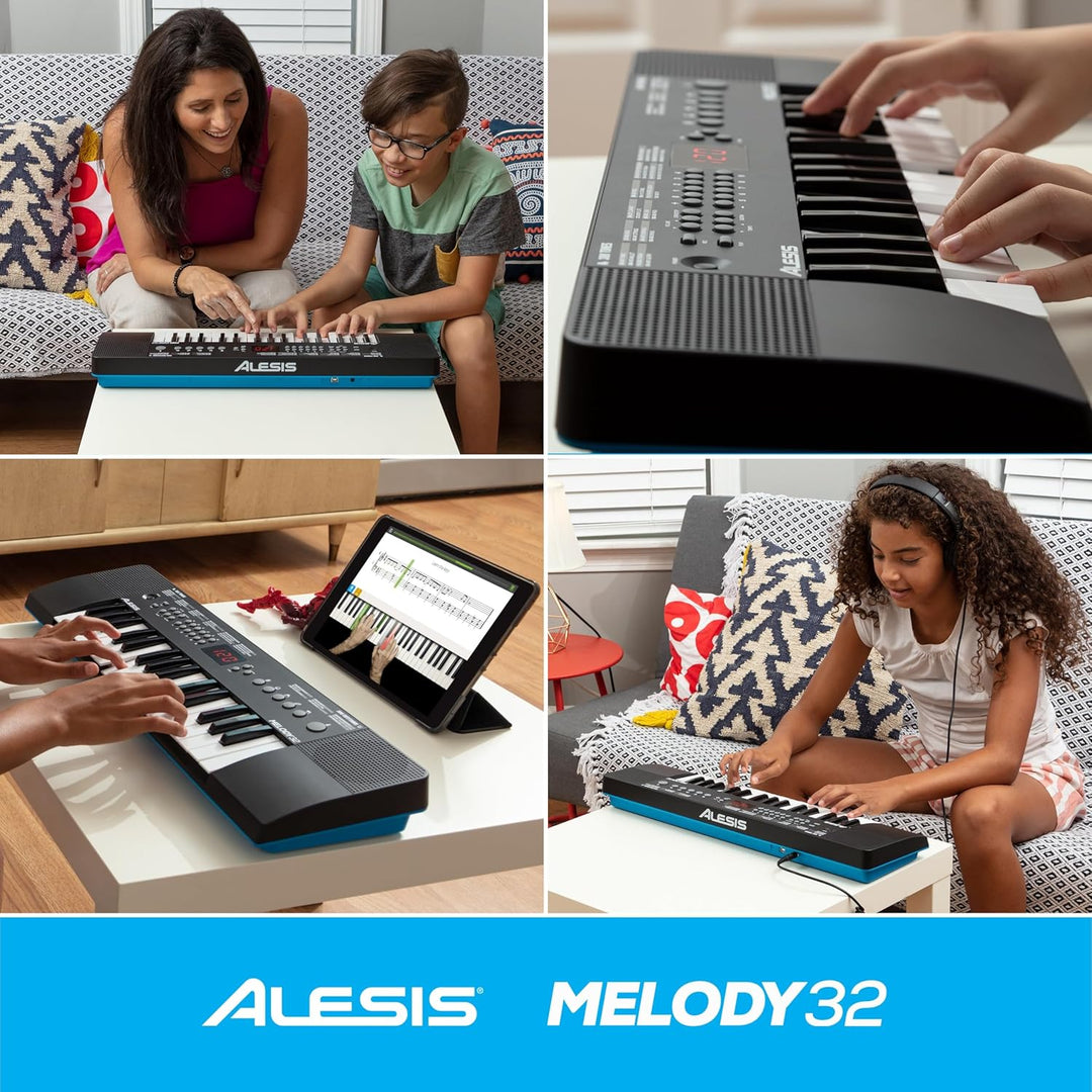 Alesis Melody 32 – Tragbares 32-Tasten Mini-Digitalpiano mit eingebauten Lautsprechern, 300 integrie