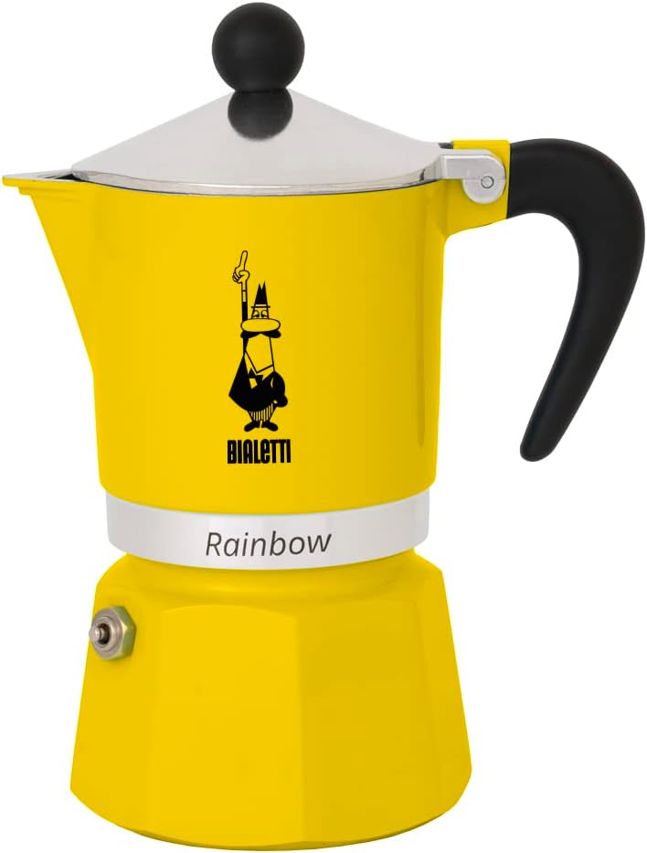 Bialetti 4981 Rainbow Caffettiera Colorata, Alluminio, Giallo, 1 Tasse, Gelb Gelb 1 Tasse, Gelb 1 Ta
