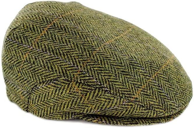 Mucros Weavers Irish Trinity Flat Cap für Herren Newsboy Hut XL Green Herringbone, XL Green Herringb