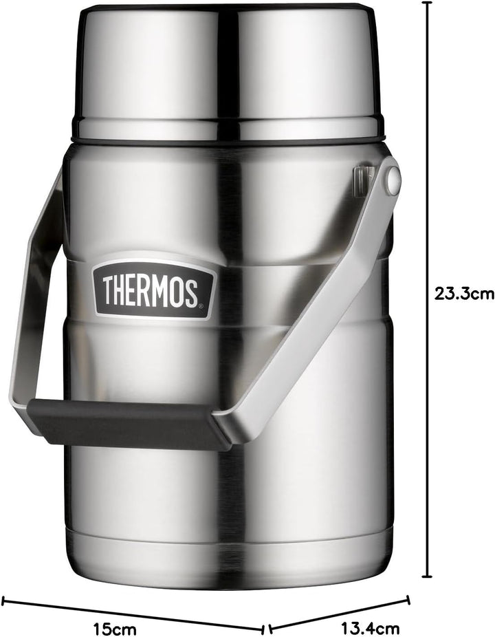Thermos STAINLESS KING FOOD JAR 1,2l, steel, Thermosbehälter aus Edelstahl mit Einsätzen und Henkel,