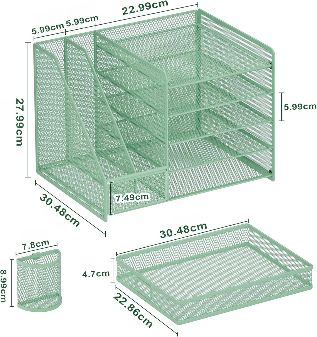 Marbrasse Schreibtisch Organizer mit Aktenhalter, 5 Ebenen Papier Briefablage mit Schublade und 2 St