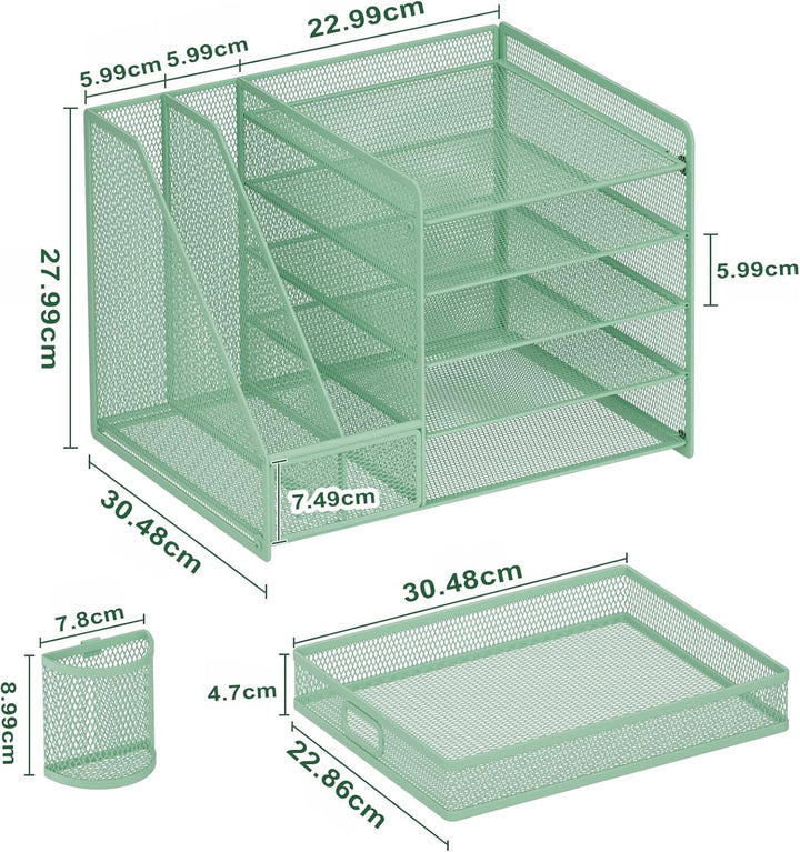 Marbrasse Schreibtisch Organizer mit Aktenhalter, 5 Ebenen Papier Briefablage mit Schublade und 2 St
