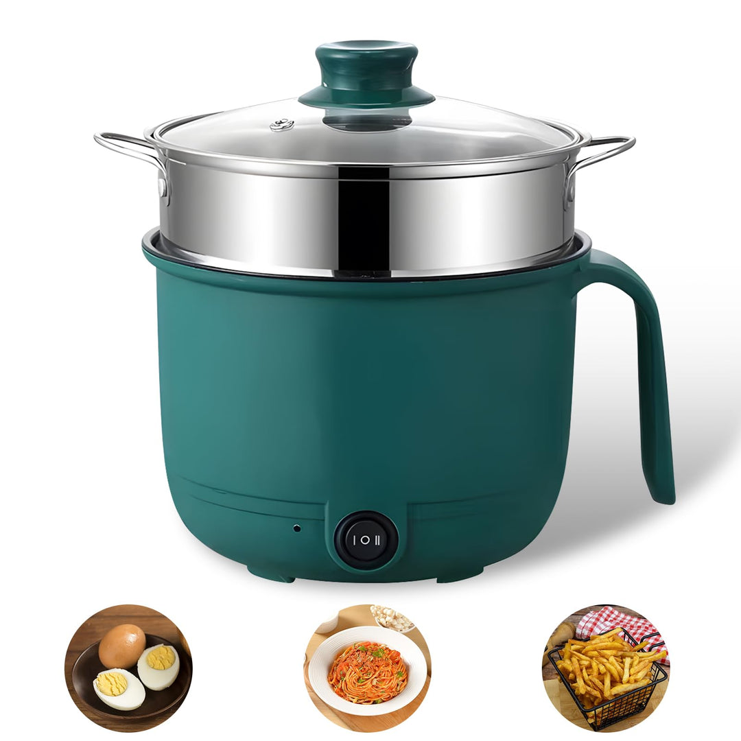 Elektrische Hot Pot 1.5L, Tragbare Mini Antihaft Multikocher, Elektrischer Kochtopf Mit Dampfgarer,