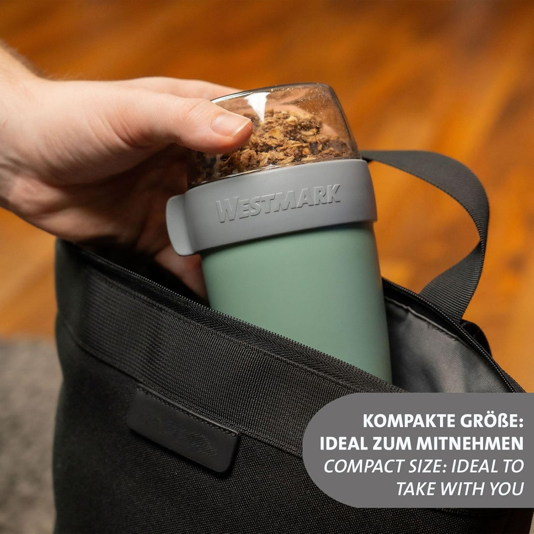 Westmark Müslibecher/Lunchpot Set – 2 auslaufsichere Fächer: 200 ml +500 ml, 2 Ersatzdichtungsringe,