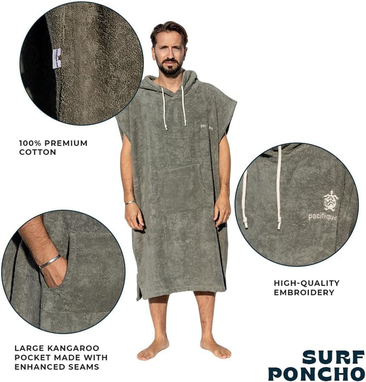 Pacifique Sud - Poncho Grün ärmelloser Poncho - Large - 100% Baumwolle Premium - Made in Portugal