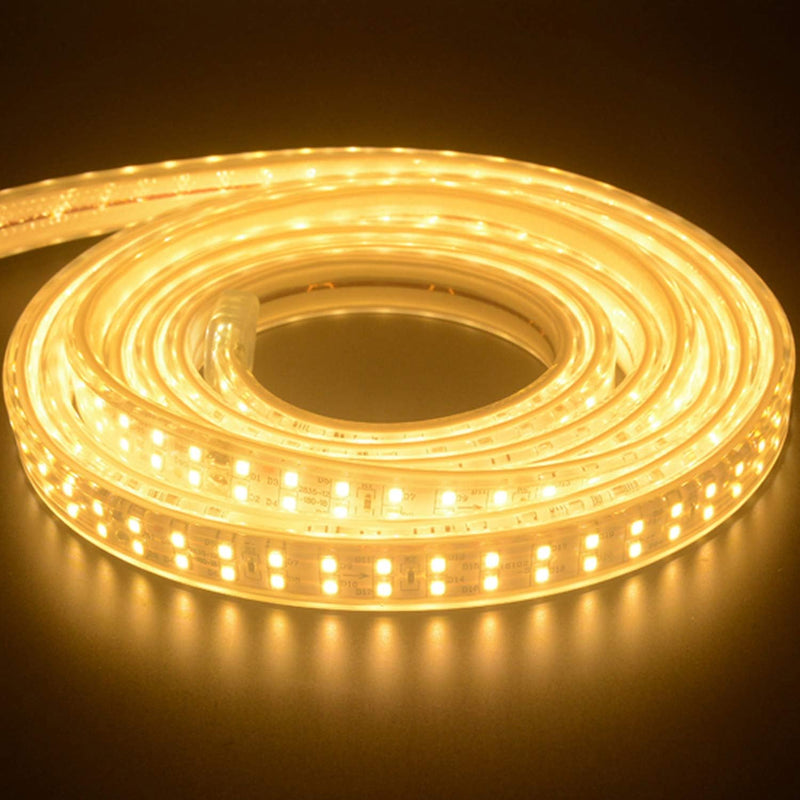 FOLGEMIR 30m LED Band mit Schalter – Warmweiss, 2835 SMD 180 Leds/m Streifen, 230V helle Beleuchtung