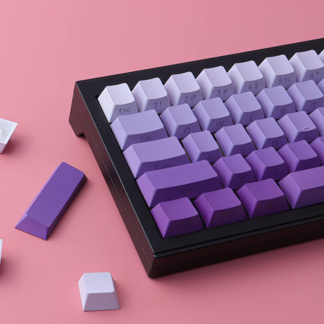 Keycaps PBT Transparente Keycaps Letter Side Engraved Purple Gradient Keycaps 135 Tasten Custom ANSI