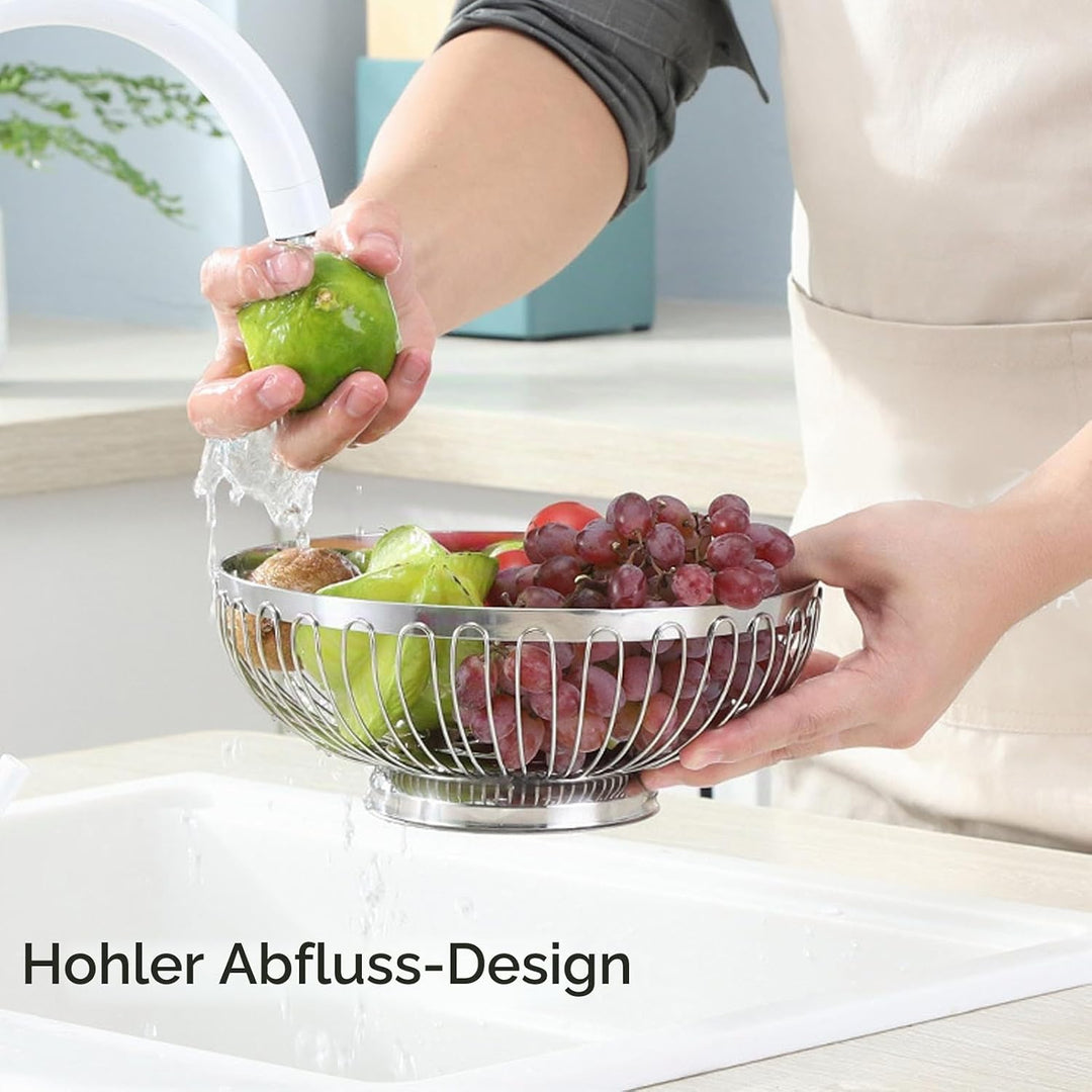 Trisar Obstschale, Moderner Stil, Grosser Obstkorb aus Edelstahl, Edelstahl, Hochglanzpoliert, für W