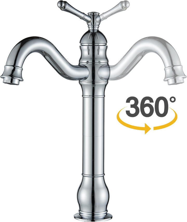 Rozin Wasserhahn Bad Chrom Hoch Waschtischarmatur 360°Schwenkbar Einhebel Waschbecken Armaturen Wasc