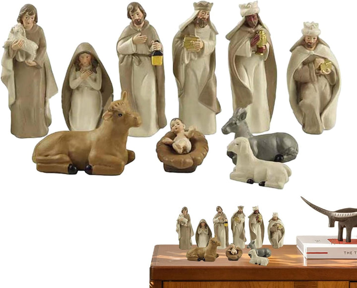 Weihnachtskrippe Krippenfiguren Set 10 Teilig Jesu Geburt Mit Maria Josef Jesuskind 3 Könige Hirten