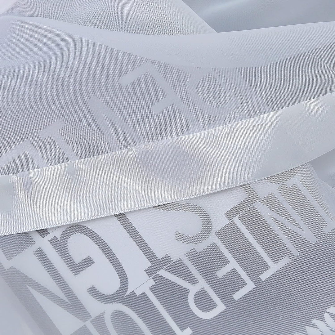 HongYa Kräuselband Kuvertstore Transparenter Voile Gardine mit Satinbänder H/B 160/300 cm Weiss H/B: