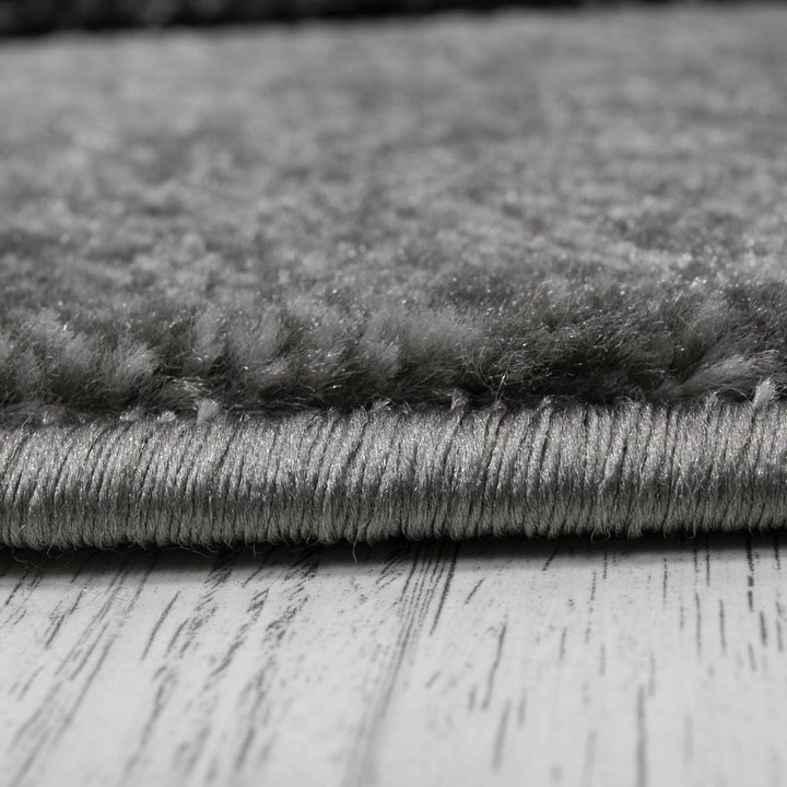 VIMODA Designer Teppich Wohnzimmer Grau Kariert mit Farbverlauf und Konturenschnitt, Masse:80 x 300