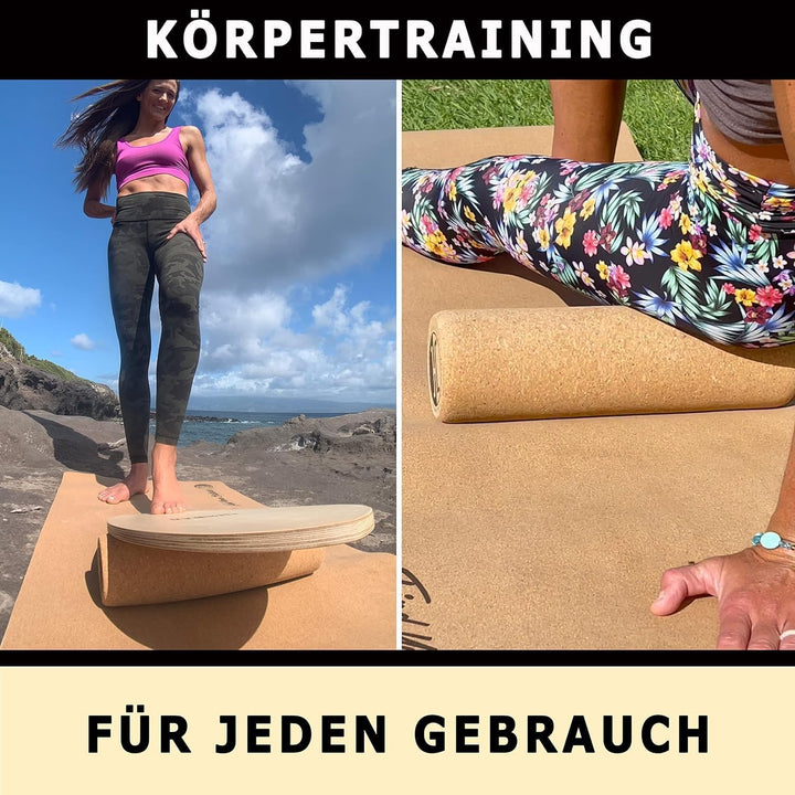 JUCKER HAWAII Balance Board Matte Kork & Kautschuk 183 x 61 cm x 0,2 cm Anti-Slip (rutschfest) Trick