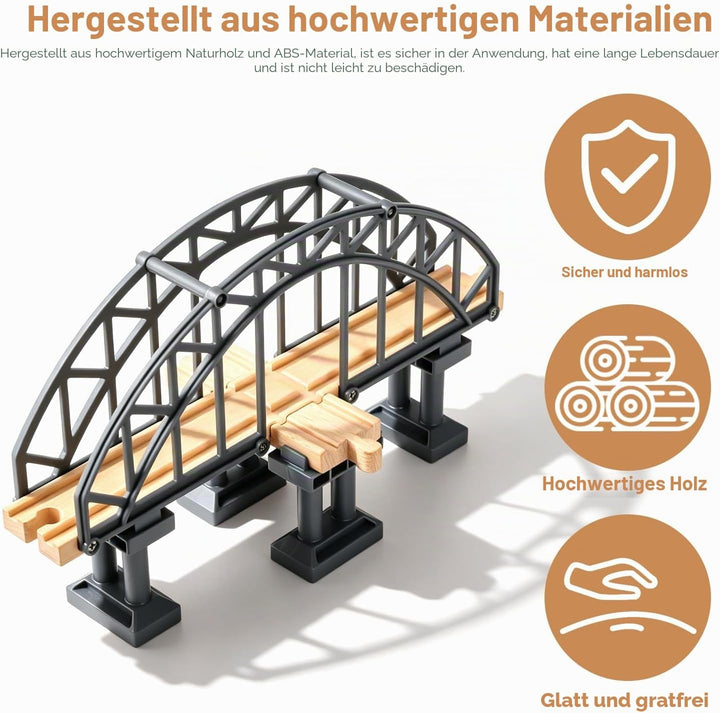 Holzeisenbahn Zubehör, Holzschienen Eisenbahn Brücke, Kreuzen Holz Eisenbahn Brücken, Kompatibel mit