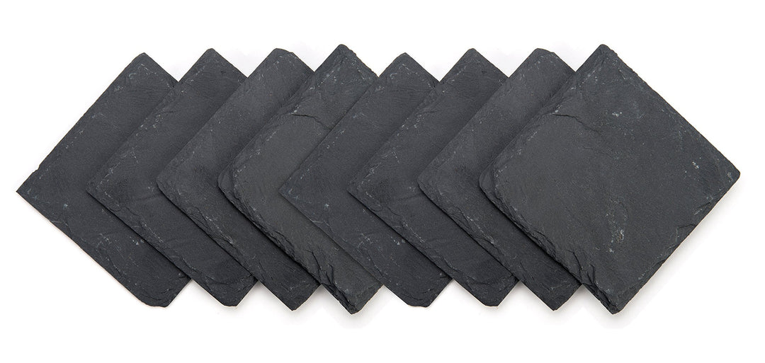 Trademark Innovations Getränkeuntersetzer aus Schiefer, 10,2 x 10,2 cm, 20,3 Stück Schwarz, Schwarz