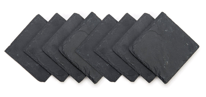 Trademark Innovations Getränkeuntersetzer aus Schiefer, 10,2 x 10,2 cm, 20,3 Stück Schwarz, Schwarz