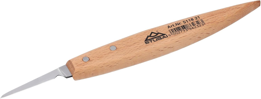 STUBAI Kerbschnitzmesser 45 mm | Kerbschnitzmesser mit Holzheft, extra scharf geschliffen, gerade Kl