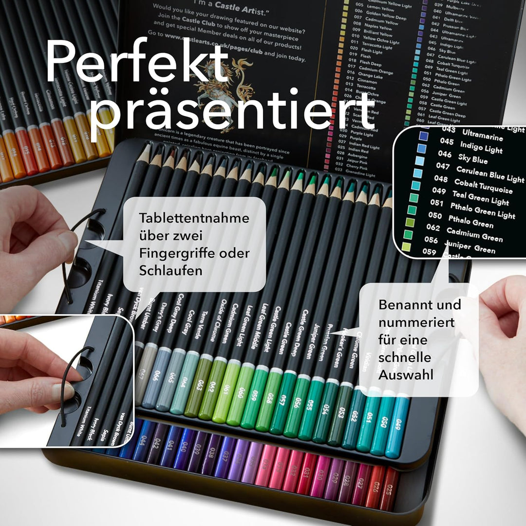 Castle Art Supplies 72 Buntstifte Set |Hochwertige Farbminen mit weichem Kern für erfahrene Künstler