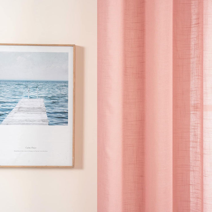 MIULEE 2er Set Voile Vorhang Sheer Leinenvorhang mit Ösen Transparente Leinen Optik Gardine Ösenscha