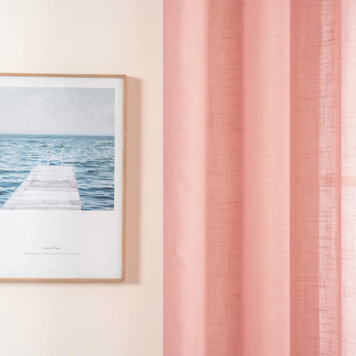 MIULEE 2er Set Voile Vorhang Sheer Leinenvorhang mit Ösen Transparente Leinen Optik Gardine Ösenscha