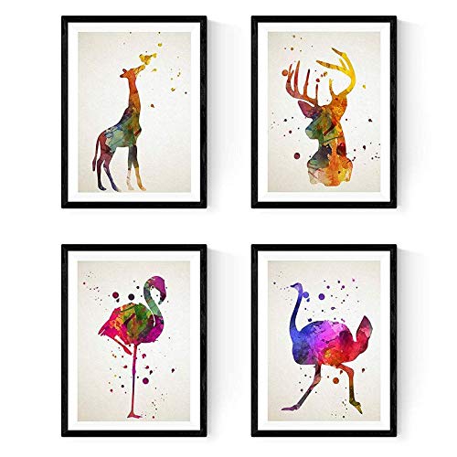 Nacnic Berge Vater (A4 Rahmen) Tiere Animal prints, Tiere Animal prints