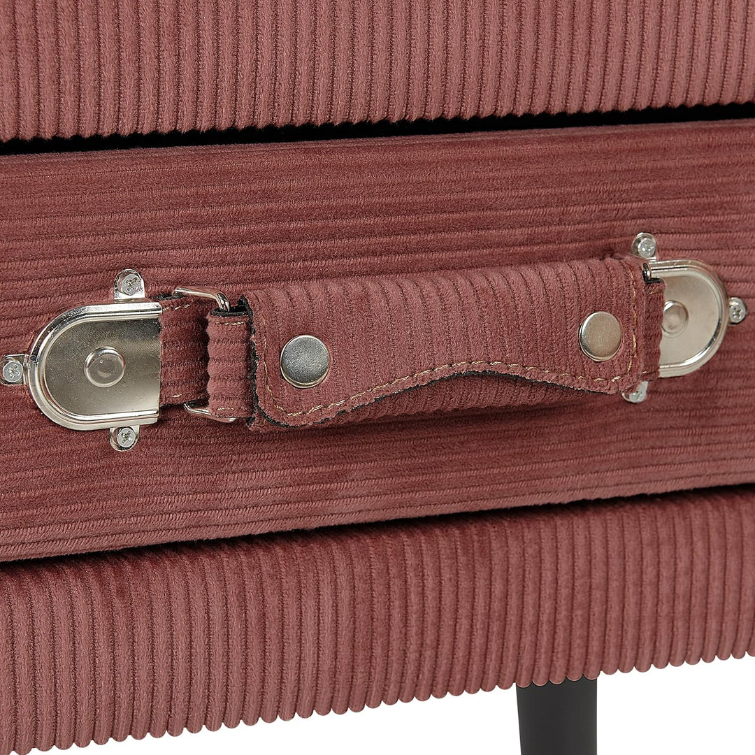 Lustiger Nachttisch 1 Schublade Koffer-Optik Cord rosa Eurostar