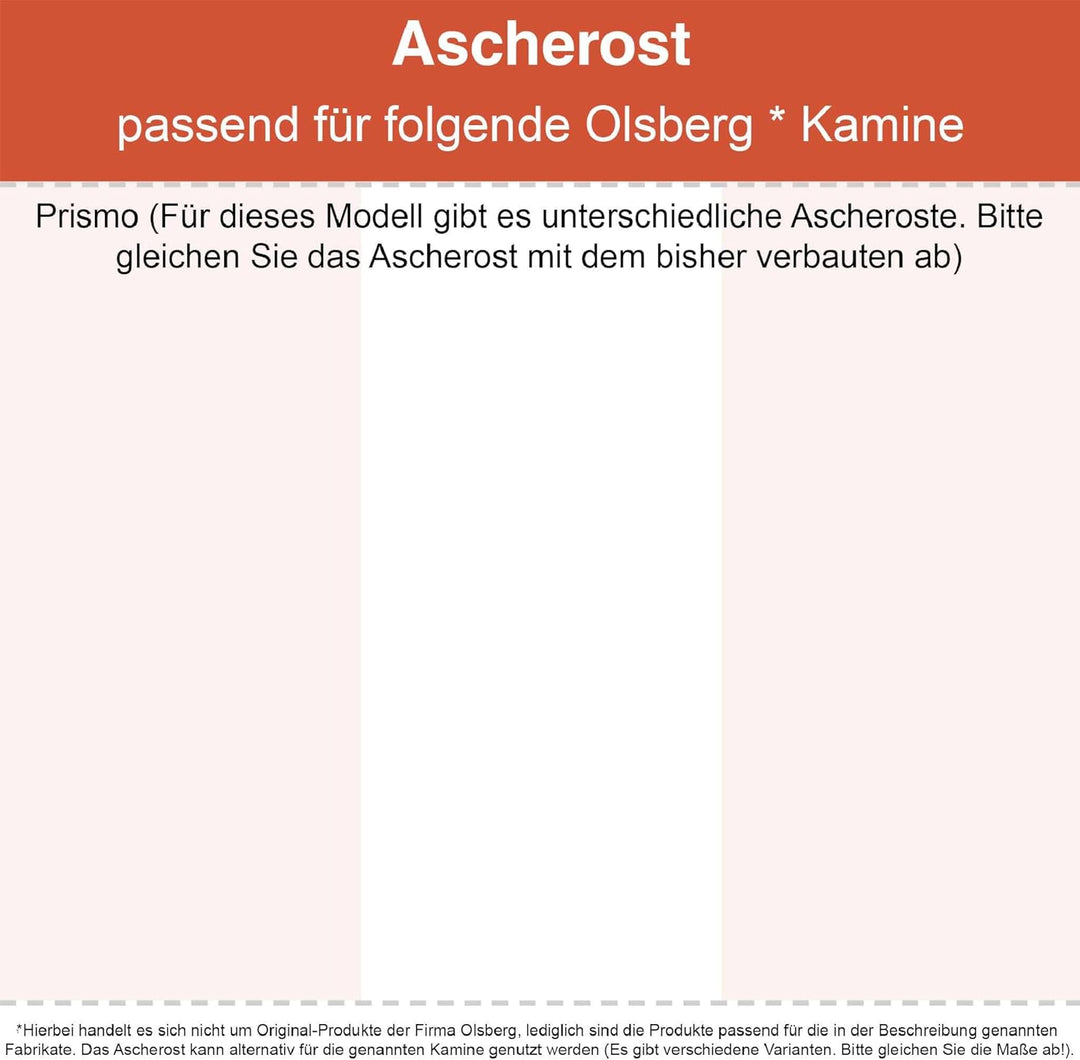 Kaminrost/Ascherost Eckig 247 x 217 x 15 mm passend für Olsberg Prismo ** Kaminöfen inkl. Modellüber