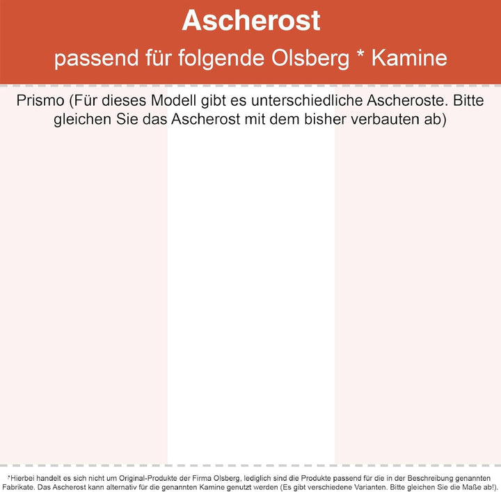 Kaminrost/Ascherost Eckig 247 x 217 x 15 mm passend für Olsberg Prismo ** Kaminöfen inkl. Modellüber