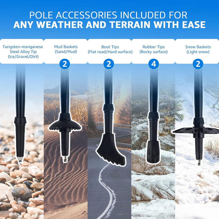 Overmont Wanderstöcke Faltbar Aluminium Ultraleicht - Verstellbar 105-125 cm Trekkingstöcke - Nordic