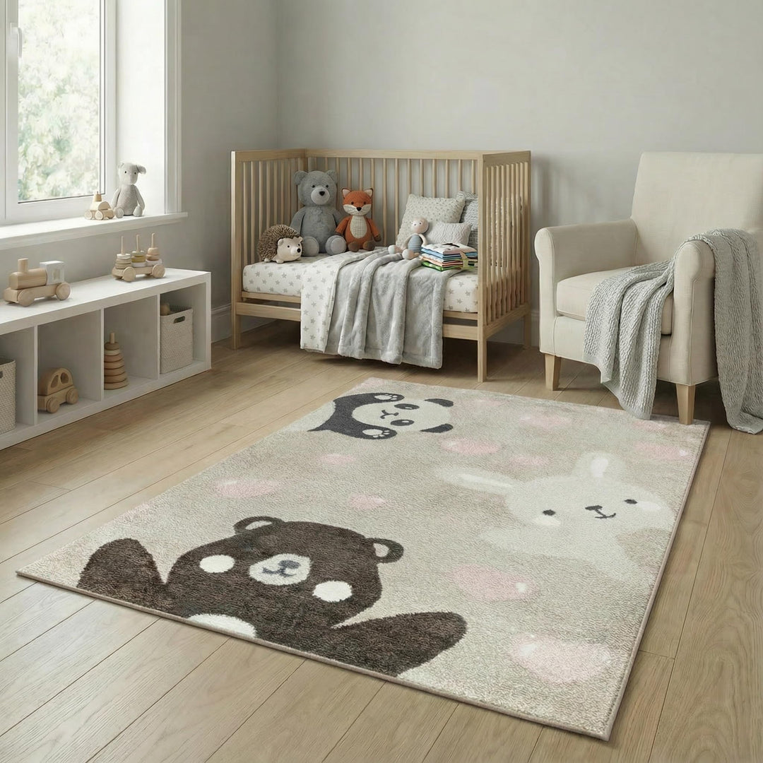 Jimri Teppich Kinderzimmer - Teppiche für Kinderzimmer, Kinderteppich, Kinderteppich Mädchen, Bär, H