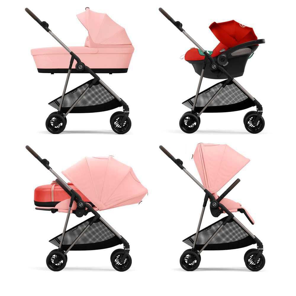 Poussette Citadine Ultra Légère Melio 3 - Taupe / Hibiscus Red