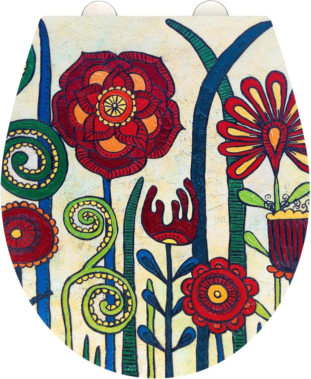 WENKO WC-Sitz Red Blossom, bunter Rollin'Art Toilettensitz, Relief Oberfläche, hygienische Schnellbe