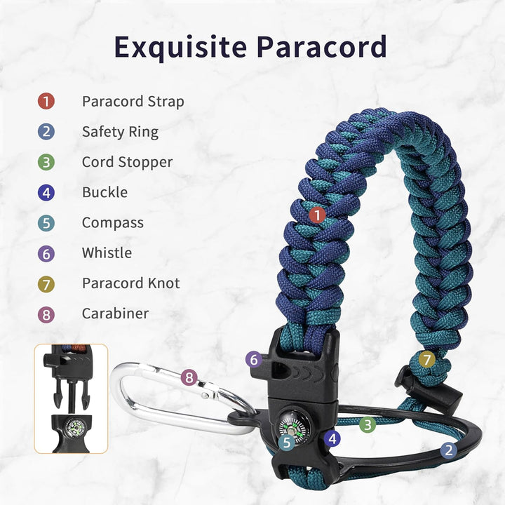Trebo 946 ml Wasserflasche isoliert mit Paracord-Griff und Strohhalm, vakuumisolierte doppelwandige