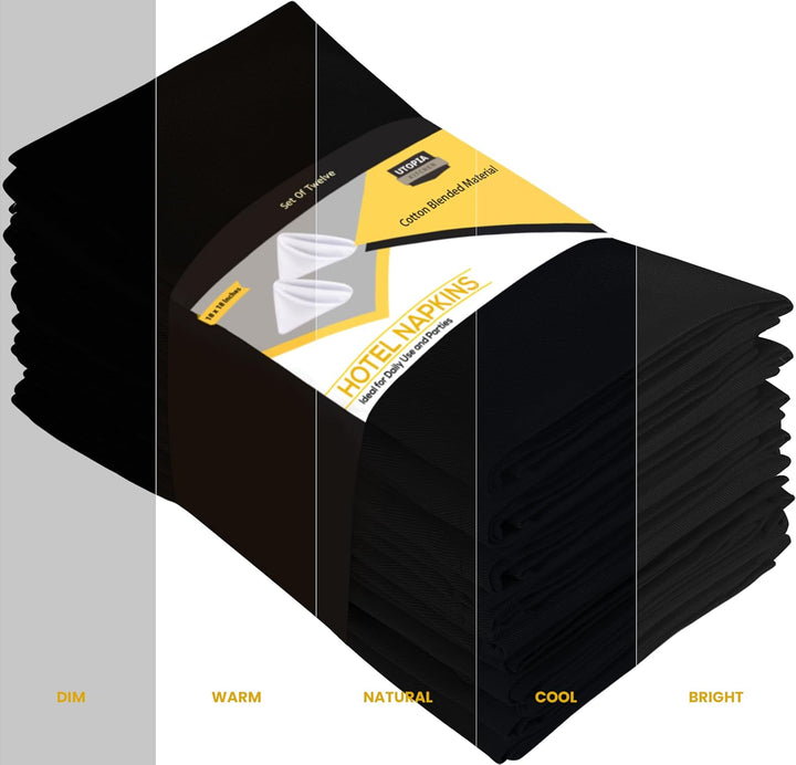 Utopia Kitchen Stoffservietten [12er Pack, Schwarz] 50x50 cm Waschbare Tischservietten für Hotel, Mi