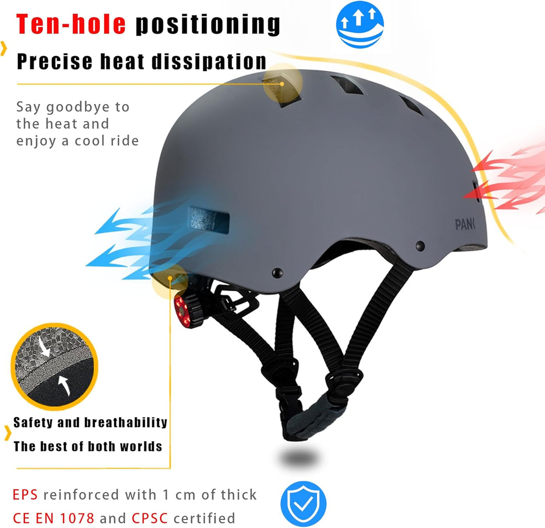 PANK Premium Urban Fahrradhelm Herren Damen Skaterhelm BMX E-Scooter Skateboard Scooter Inlineskates