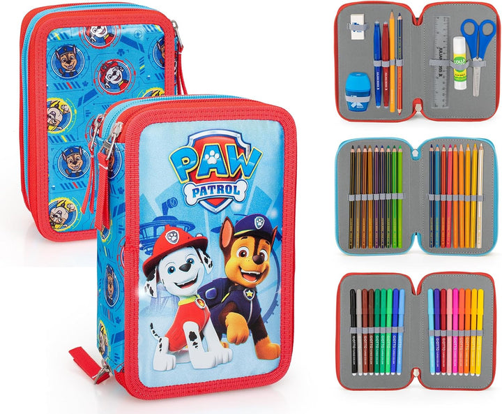 Clondo Paw Patrol Federmäppchen Kinder, 3 Organisierte Fächer, Maxi-Mäppchen, Federtasche Junge Gefü