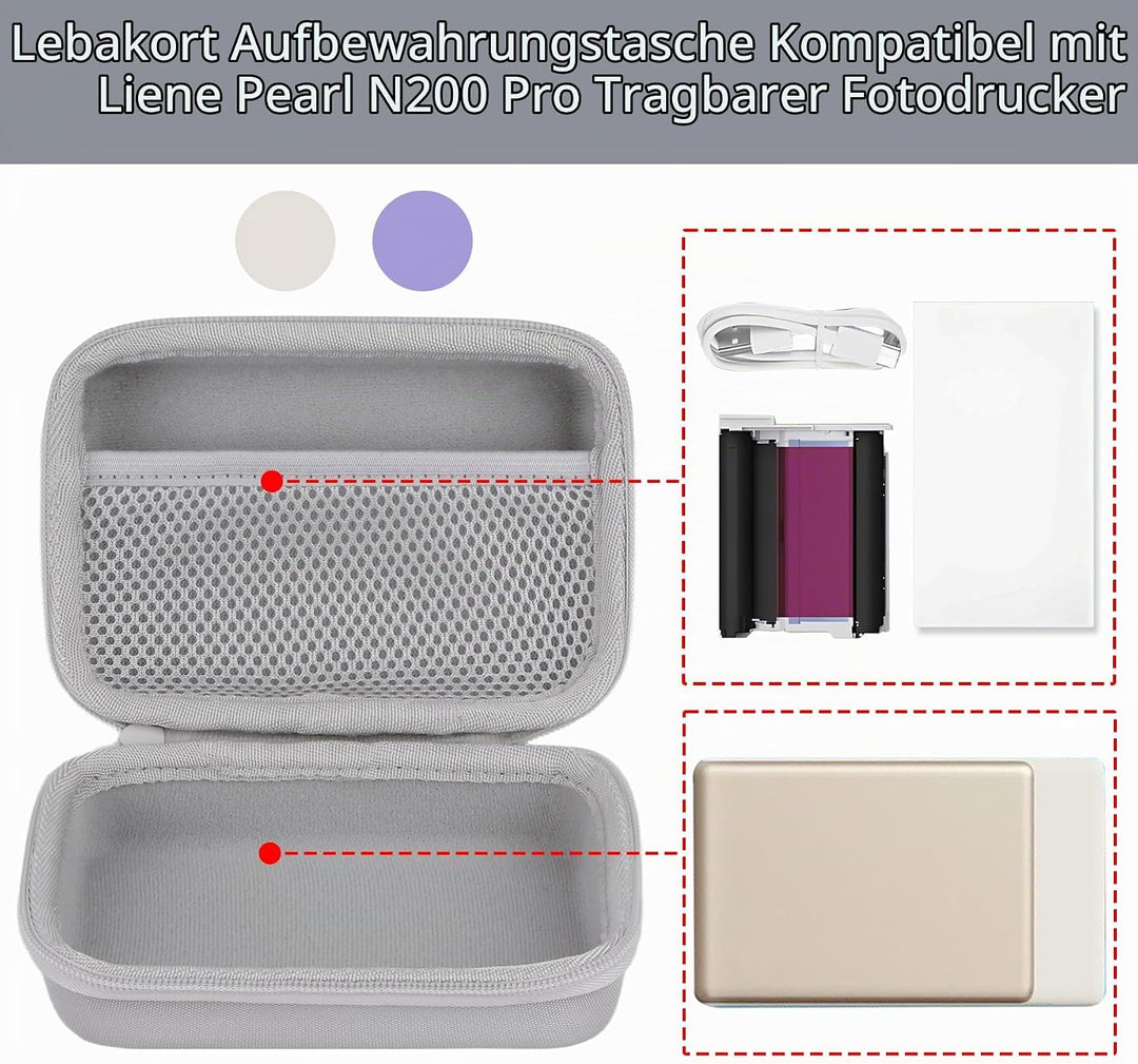 Lebakort Hart Reise Schutz Hülle Etui Tasche für Liene Pearl N200 Pro Tragbarer Mini Fotodrucker (We