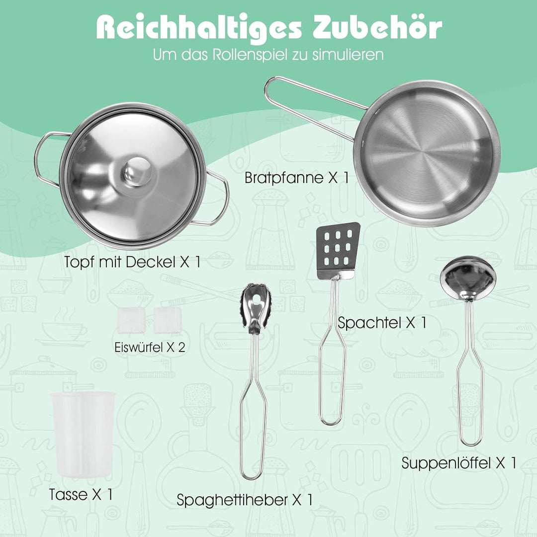 FANTASK Kinderküche mit zubehör, Spielküche Holz mit Licht & Sound, Eckküche Kinder inkl. Spüle Ofen