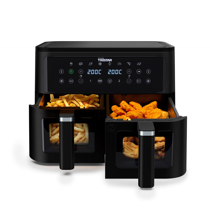Tristar Doppelkorb-Heissluftfritteuse, 9 L Kapazität, 10 Programme, Sync-Funktion, Digitales Display