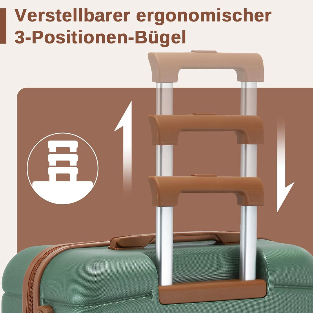 KONO Koffer Reisekoffer Trolley Kofferset 3 Teilig von ABS+PC Hartschalenkoffer mit Zwillingsrollen