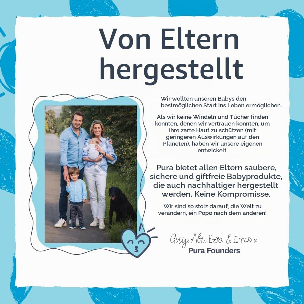 Pura Spülbare Öko-Baby-Feuchttücher für empfindliche Babyhaut, 720 Tücher (12 x 60 Tücher), Monatsbo