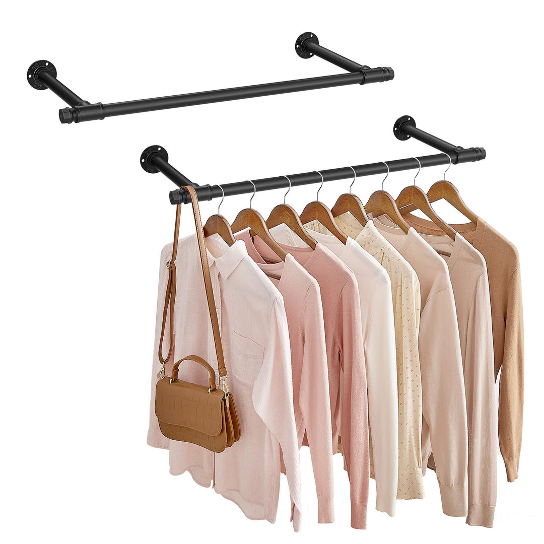 SONGMICS Kleiderstange für die Wand, 2er Set, Kleiderständer Wandmontage, Industrie-Design, platzspa